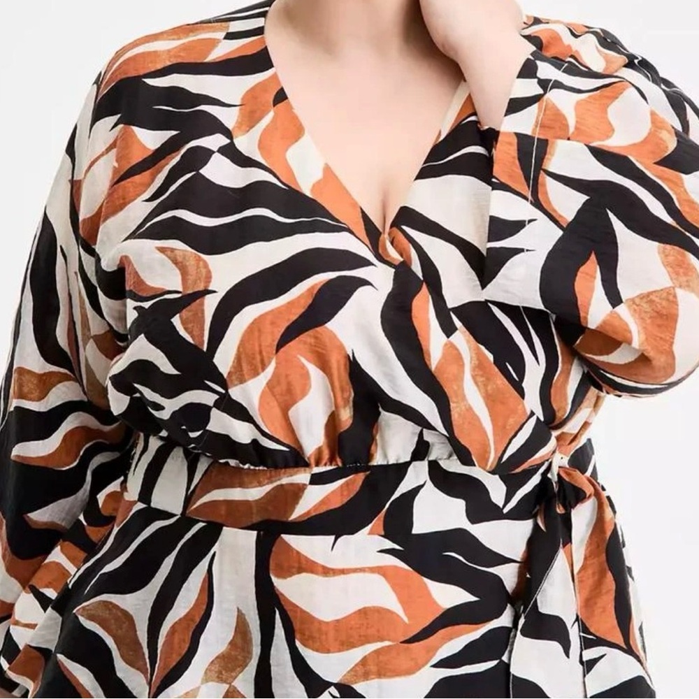 INC Zebra Print Wrap Blouse